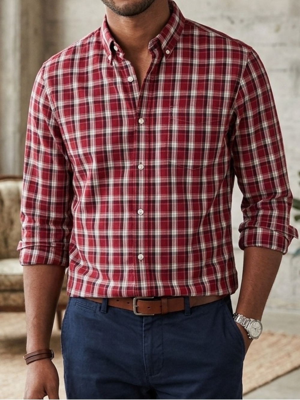Eddie Bauer Classc Fit Legend Wash Plaid Shirt